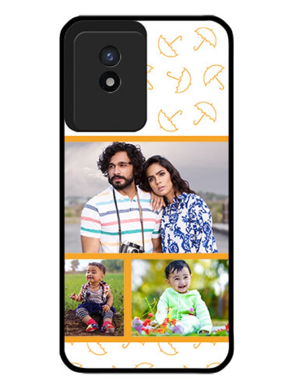 Custom Vivo Y02 Custom Glass Mobile Case - Yellow Pattern Design