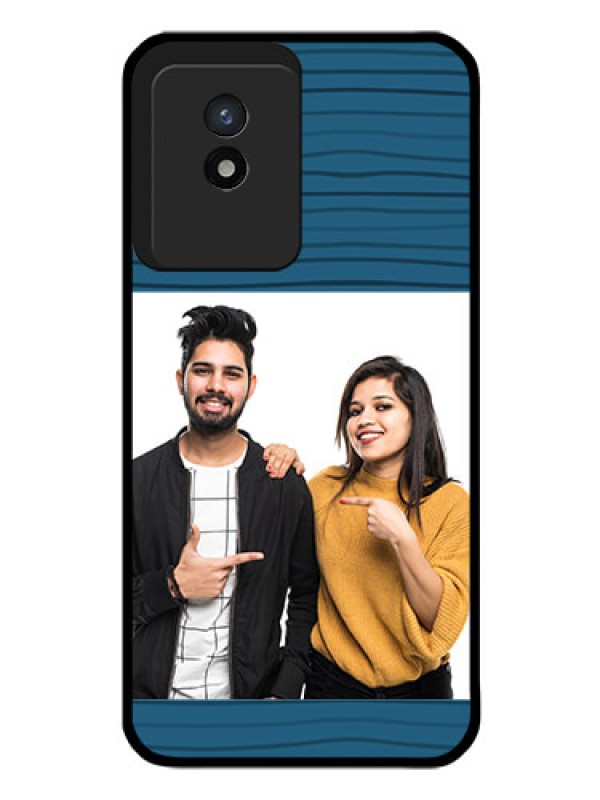 Custom Vivo Y02 Custom Glass Phone Case - Blue Pattern Cover Design