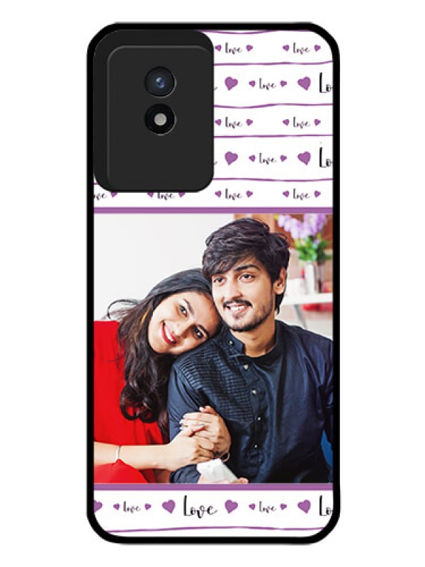 Custom Vivo Y02 Custom Glass Mobile Case - Couples Heart Design