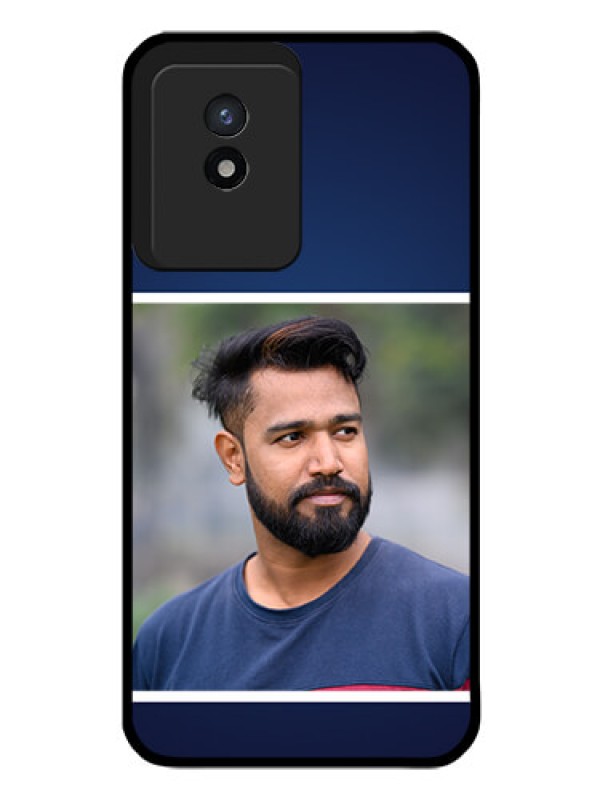 Custom Vivo Y02 Personalized Glass Phone Case - Simple Royal Blue Design