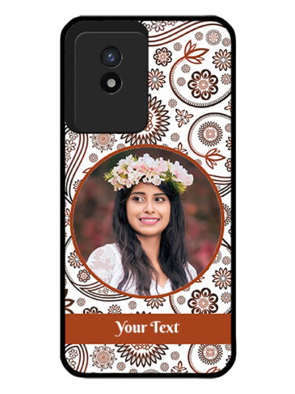 Custom Vivo Y02 Custom Glass Mobile Case - Abstract Flower Design