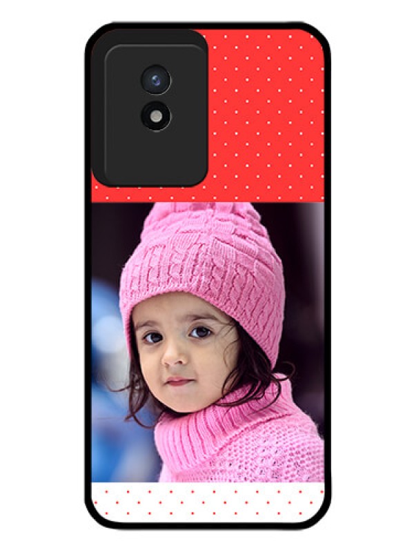 Custom Vivo Y02 Photo Printing on Glass Case - Red Pattern Design