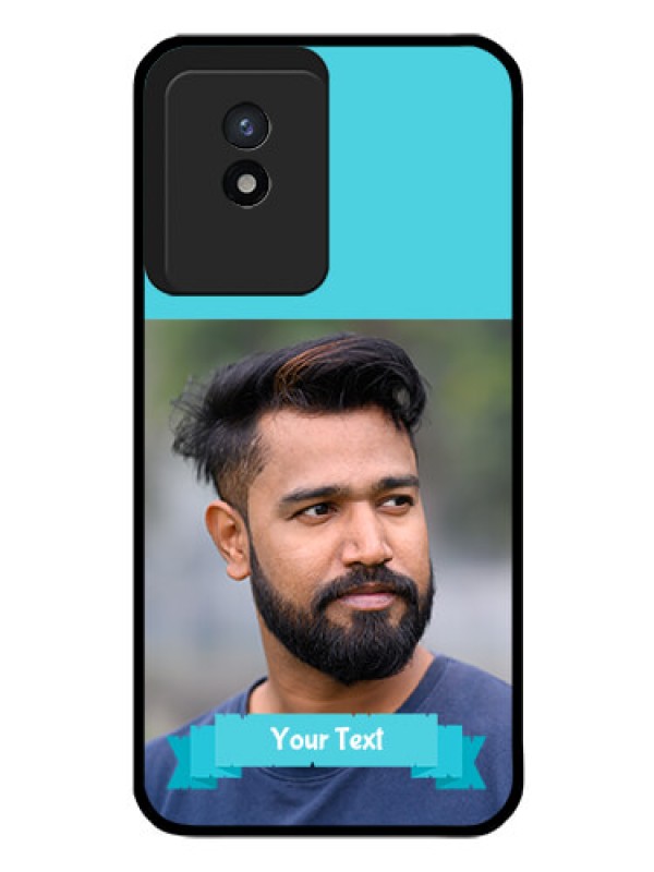 Custom Vivo Y02 Personalized Glass Phone Case - Simple Blue Color Design