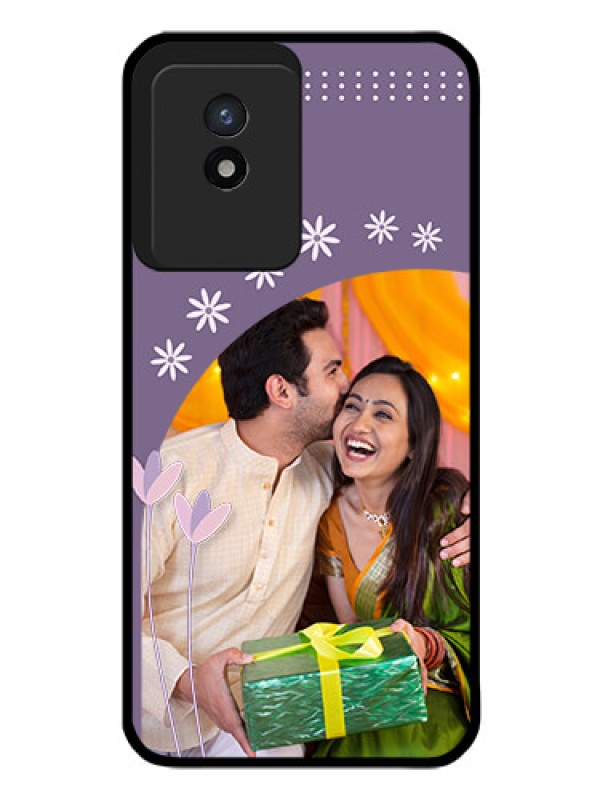Custom Vivo Y02 Custom Glass Mobile Case - Lavender flowers design