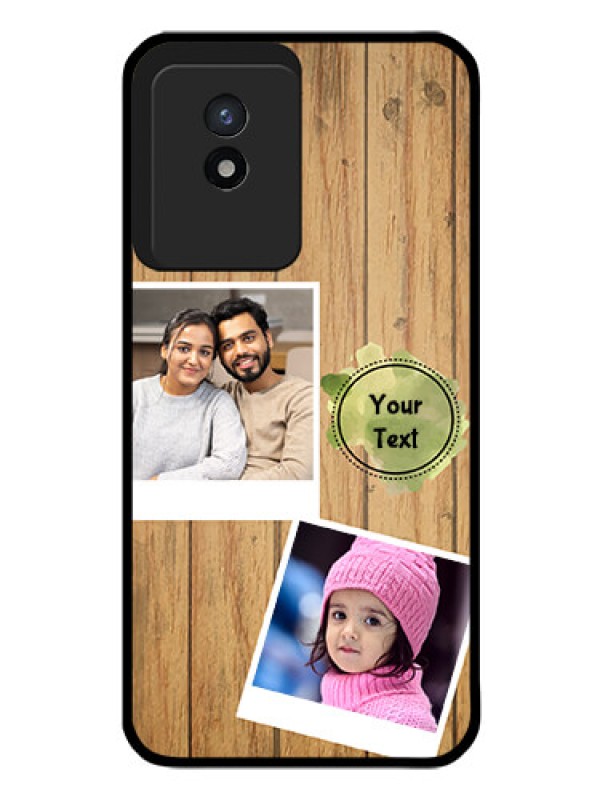 Custom Vivo Y02 Custom Glass Phone Case - Wooden Texture Design