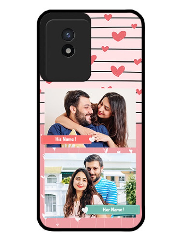 Custom Vivo Y02 Custom Glass Mobile Case - Photo with Heart Design