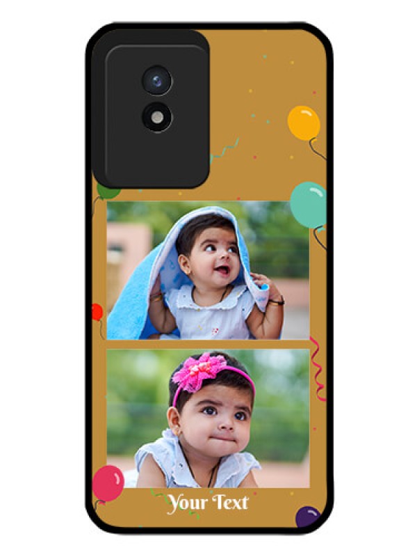 Custom Vivo Y02 Personalized Glass Phone Case - Image Holder with Birthday Celebrations Design