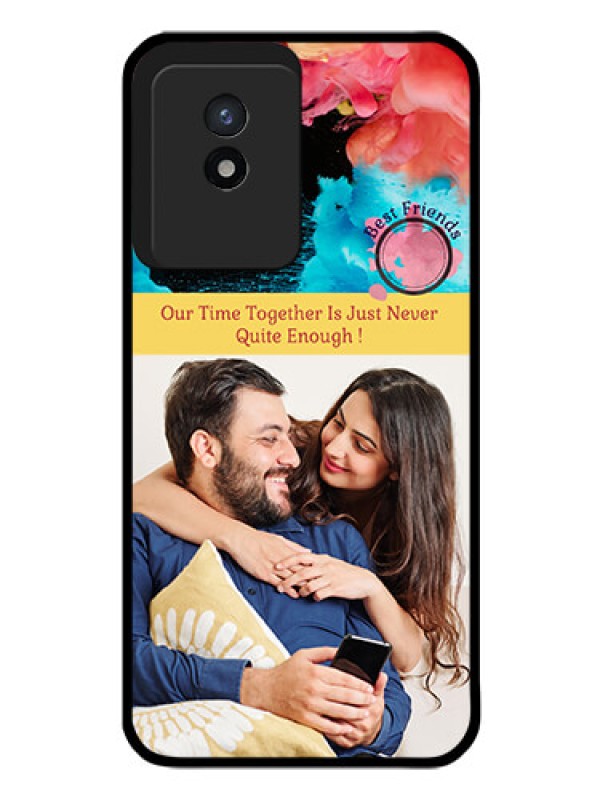 Custom Vivo Y02 Custom Glass Mobile Case - Quote with Acrylic Painting Design
