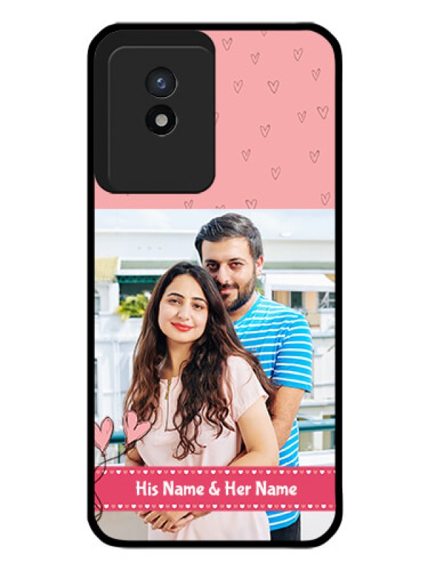Custom Vivo Y02 Personalized Glass Phone Case - Love Design Peach Color