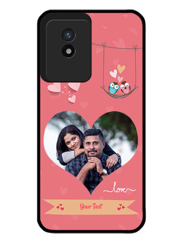 Custom Vivo Y02 Personalized Glass Phone Case - Peach Color Love Design