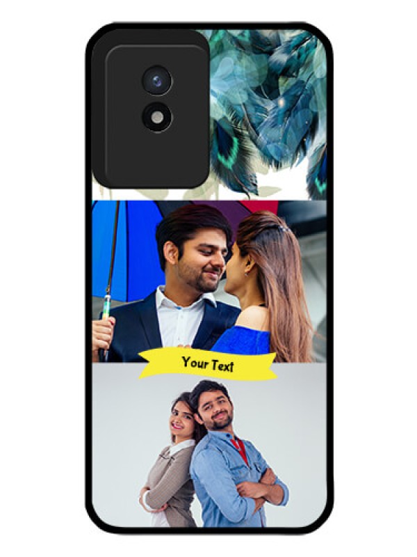 Custom Vivo Y02 Personalized Glass Phone Case - Image with Boho Peacock Feather Design