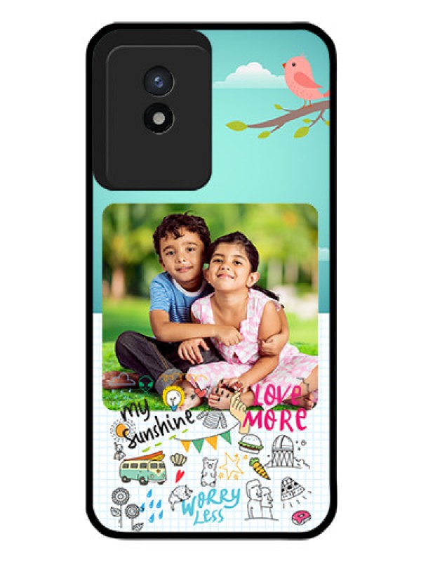 Custom Vivo Y02 Photo Printing on Glass Case - Doodle love Design
