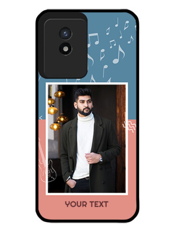 Custom Vivo Y02 Photo Printing on Glass Case - with Color Musical Note Design