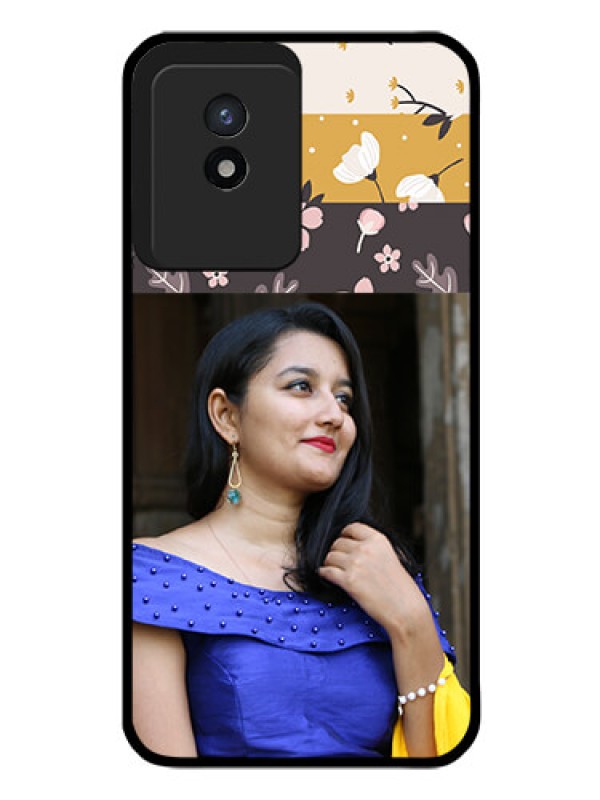 Custom Vivo Y02 Custom Glass Phone Case - Stylish Floral Design
