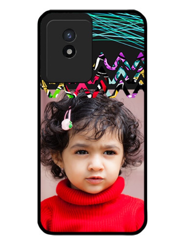 Custom Vivo Y02 Personalized Glass Phone Case - Neon Abstract Design