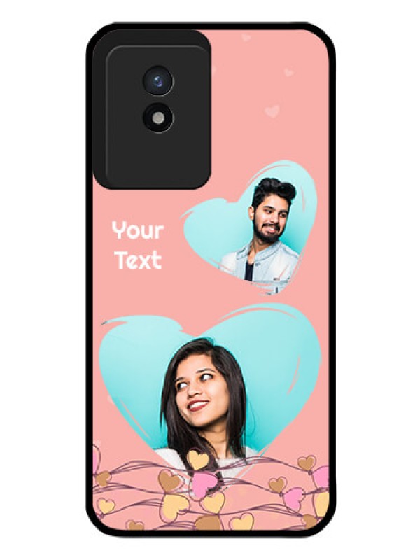 Custom Vivo Y02 Custom Glass Mobile Case - Love Doodle Design