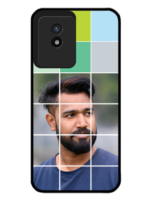 Custom Vivo Y02 Photo Printing on Glass Case - with white box pattern
