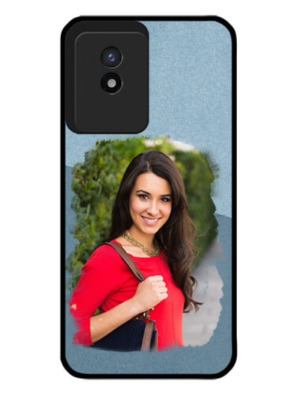 Custom Vivo Y02 Custom Glass Mobile Case - Grunge Line Art Design