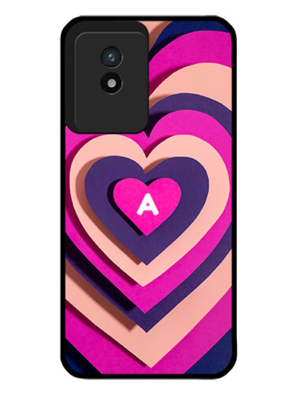 Custom Vivo Y02 Custom Glass Mobile Case - Cute Heart Pattern Design