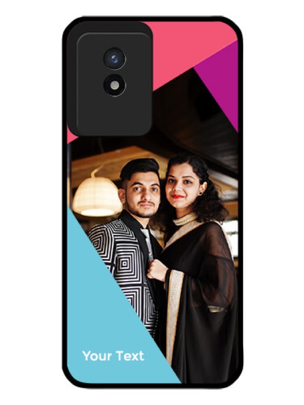Custom Vivo Y02 Custom Glass Mobile Case - Stacked Triple colour Design