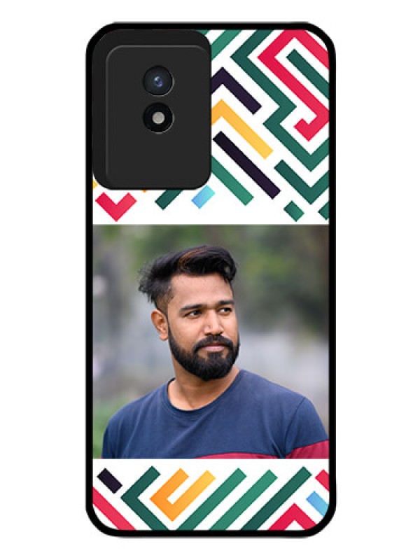 Custom Vivo Y02 Personalized Glass Phone Case - Colorful Maze Pattern Design