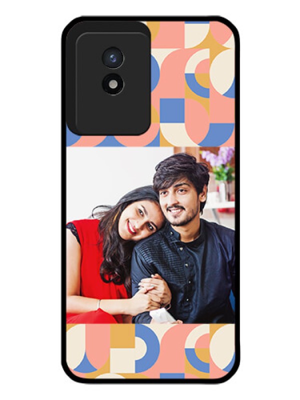 Custom Vivo Y02 Photo Printing on Glass Case - Semi-circle Maze Pattern Design