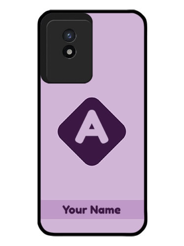 Custom Vivo Y02 Custom Glass Mobile Case - Custom Letter in curved badge Design