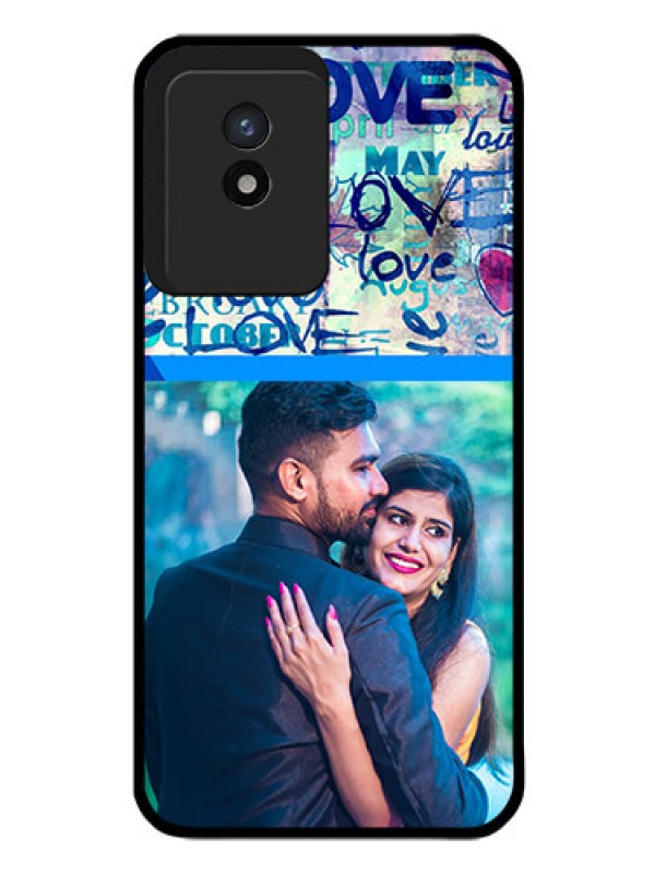Custom Vivo Y02T Custom Glass Mobile Case - Colorful Love Design