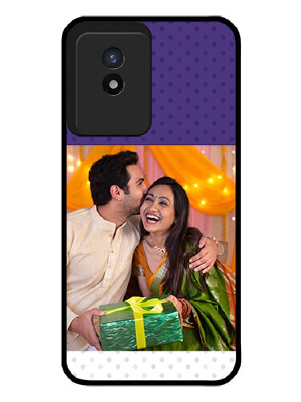 Custom Vivo Y02T Personalized Glass Phone Case - Violet Pattern Design