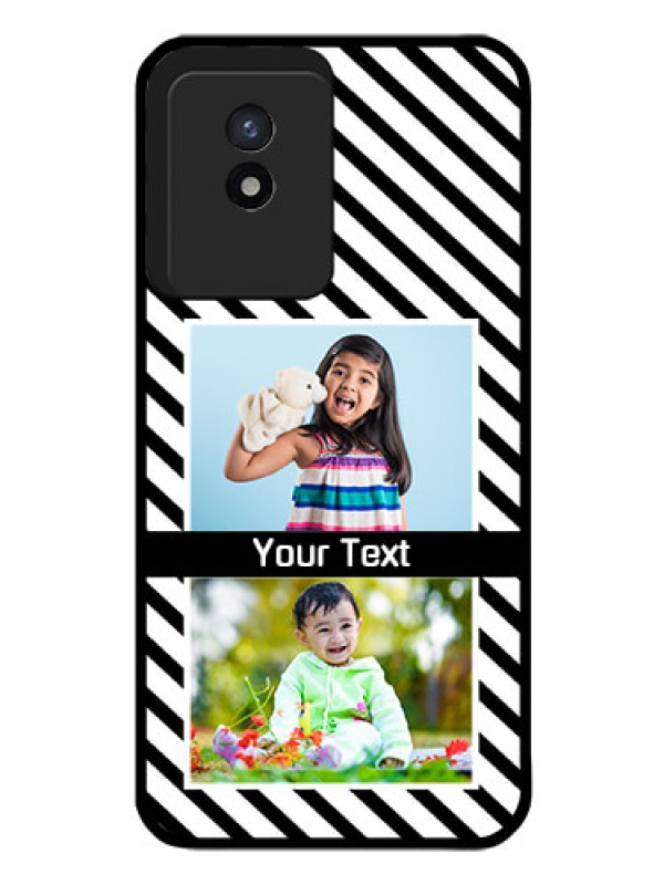 Custom Vivo Y02T Photo Printing on Glass Case - Black And White Stripes Design