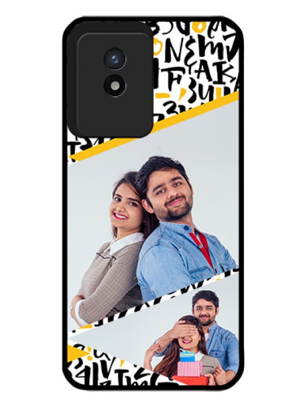 Custom Vivo Y02T Custom Glass Mobile Case - Letters Pattern Design