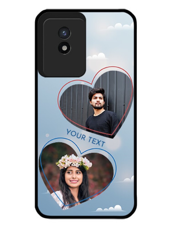 Custom Vivo Y02T Custom Glass Mobile Case - Blue Color Couple Design