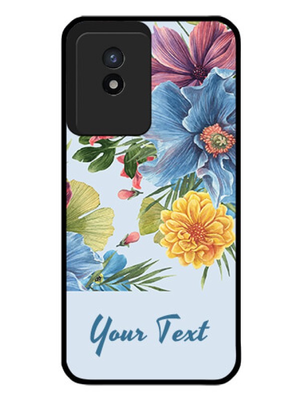 Custom Vivo Y02T Custom Glass Mobile Case - Stunning Watercolored Flowers Painting Design