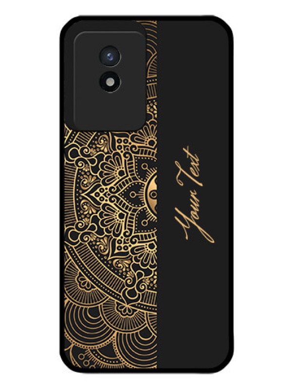 Custom Vivo Y02T Photo Printing on Glass Case - Mandala art with custom text Design