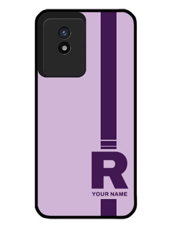 Custom Vivo Y02T Photo Printing on Glass Case - Simple dual tone stripe with name Design