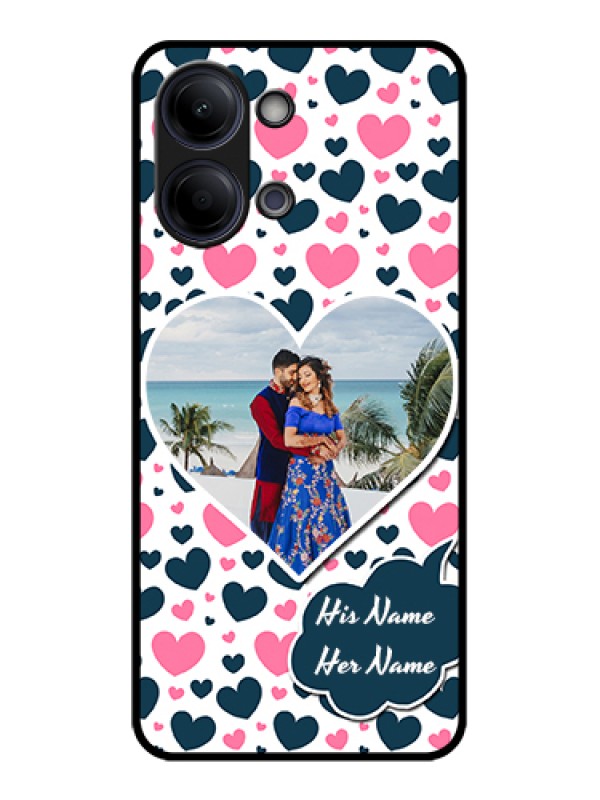 Custom Vivo Y05 4G Custom Glass Phone Case - Pink & Blue Heart Design