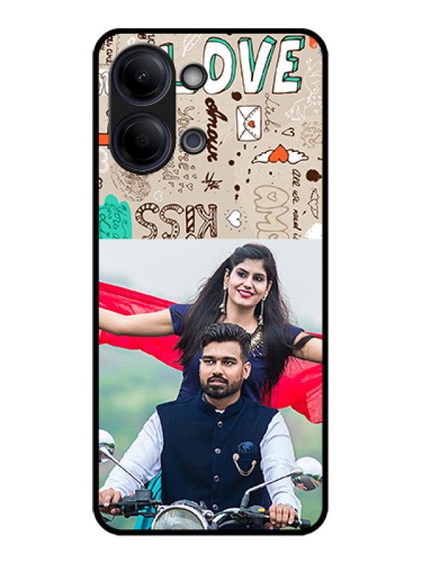 Custom Vivo Y05 4G Custom Glass Phone Case - Love Doodle Pattern
