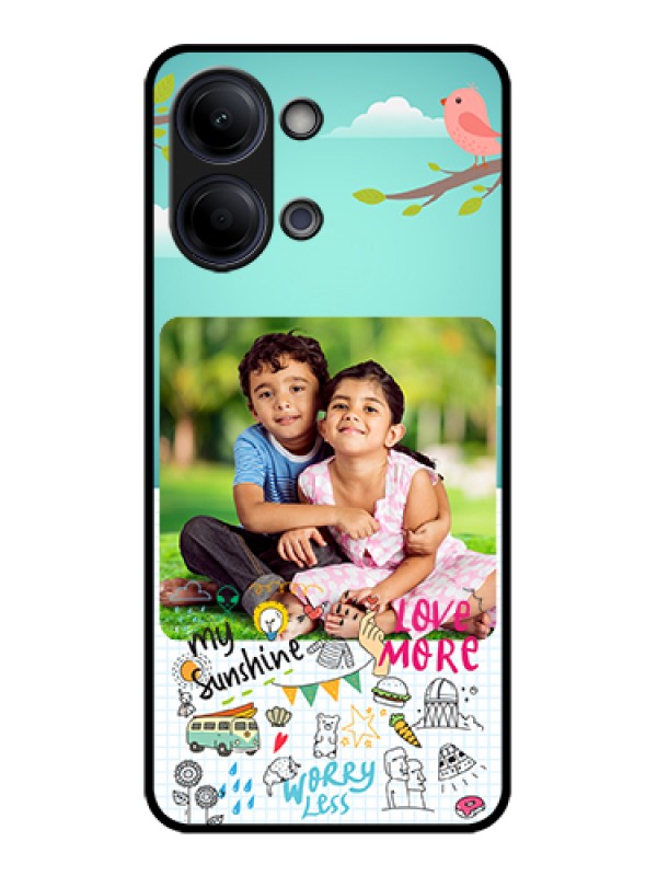 Custom Vivo Y05 4G Custom Glass Phone Case - Doodle Love Design