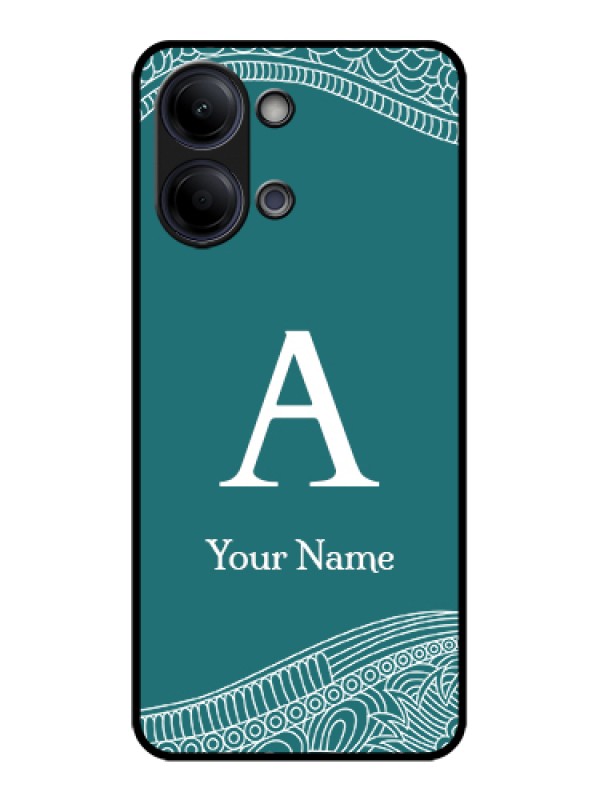 Custom Vivo Y05 4G Custom Glass Phone Case - Line Art Pattern With Custom Name Design