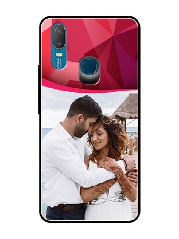 Custom Vivo Y11 (2019) Custom Glass Mobile Case  - Red Abstract Design