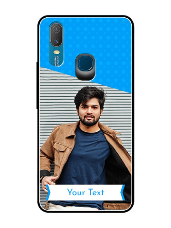 Custom Vivo Y11 (2019) Photo Printing on Glass Case  - Simple Blue Color Design