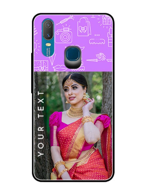 Custom Vivo Y11 (2019) Custom Glass Mobile Case  - Birthday Icons Design
