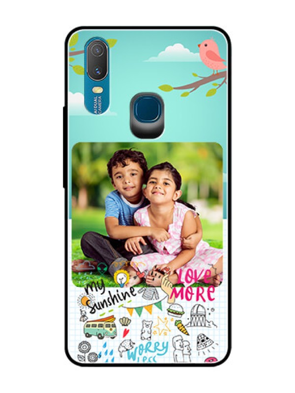 Custom Vivo Y11 (2019) Photo Printing on Glass Case  - Doodle love Design