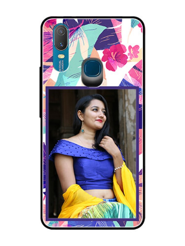 Custom Vivo Y11 (2019) Custom Glass Mobile Case  - Abstract Floral Design