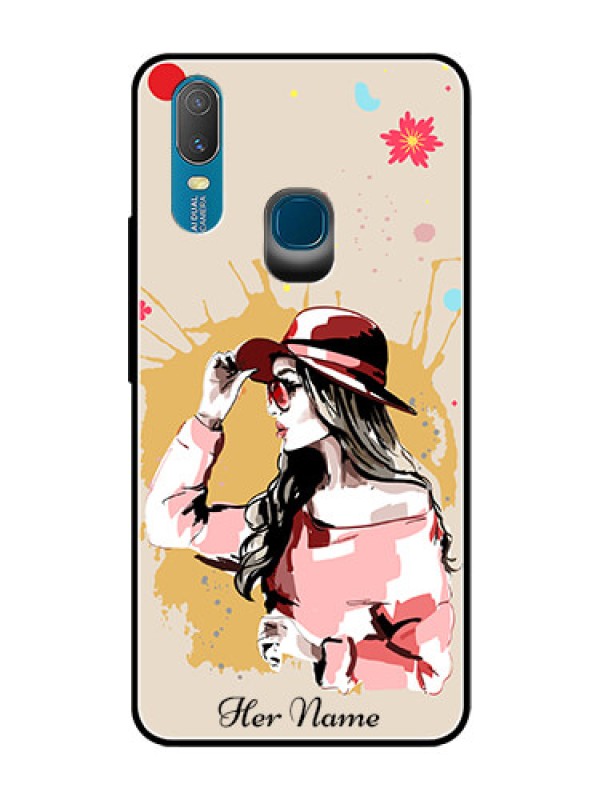 Custom Vivo Y11 (2019) Photo Printing on Glass Case - Women with pink hat Design