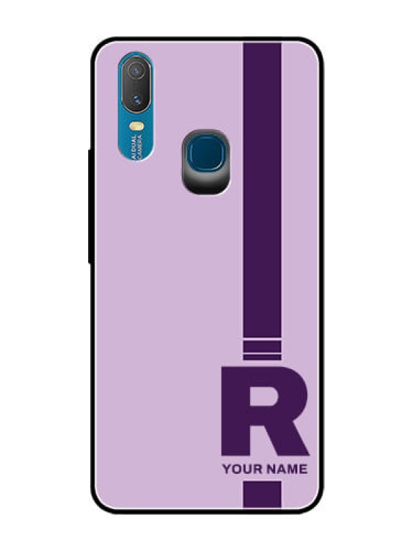 Custom Vivo Y11 (2019) Photo Printing on Glass Case - Simple dual tone stripe with name Design