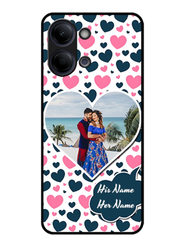 Custom Vivo Y11 5G Custom Glass Phone Case - Pink & Blue Heart Design