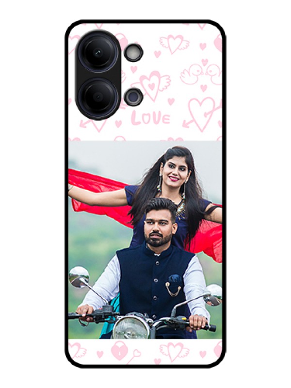 Custom Vivo Y11 5G Custom Glass Phone Case - Pink Flying Heart Design