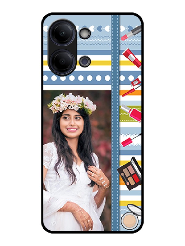 Custom Vivo Y11 5G Custom Glass Phone Case - Makeup Icons Design
