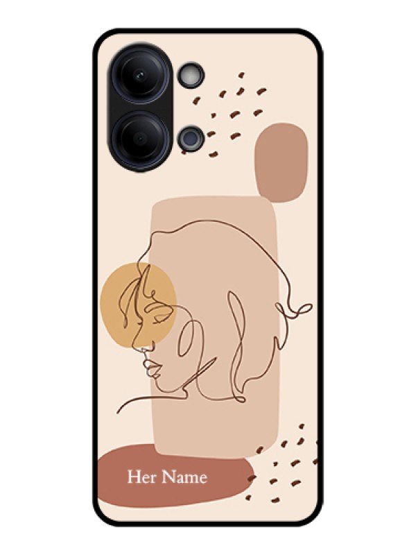 Custom Vivo Y11 5G Custom Glass Phone Case - Calm Woman Line Art Design